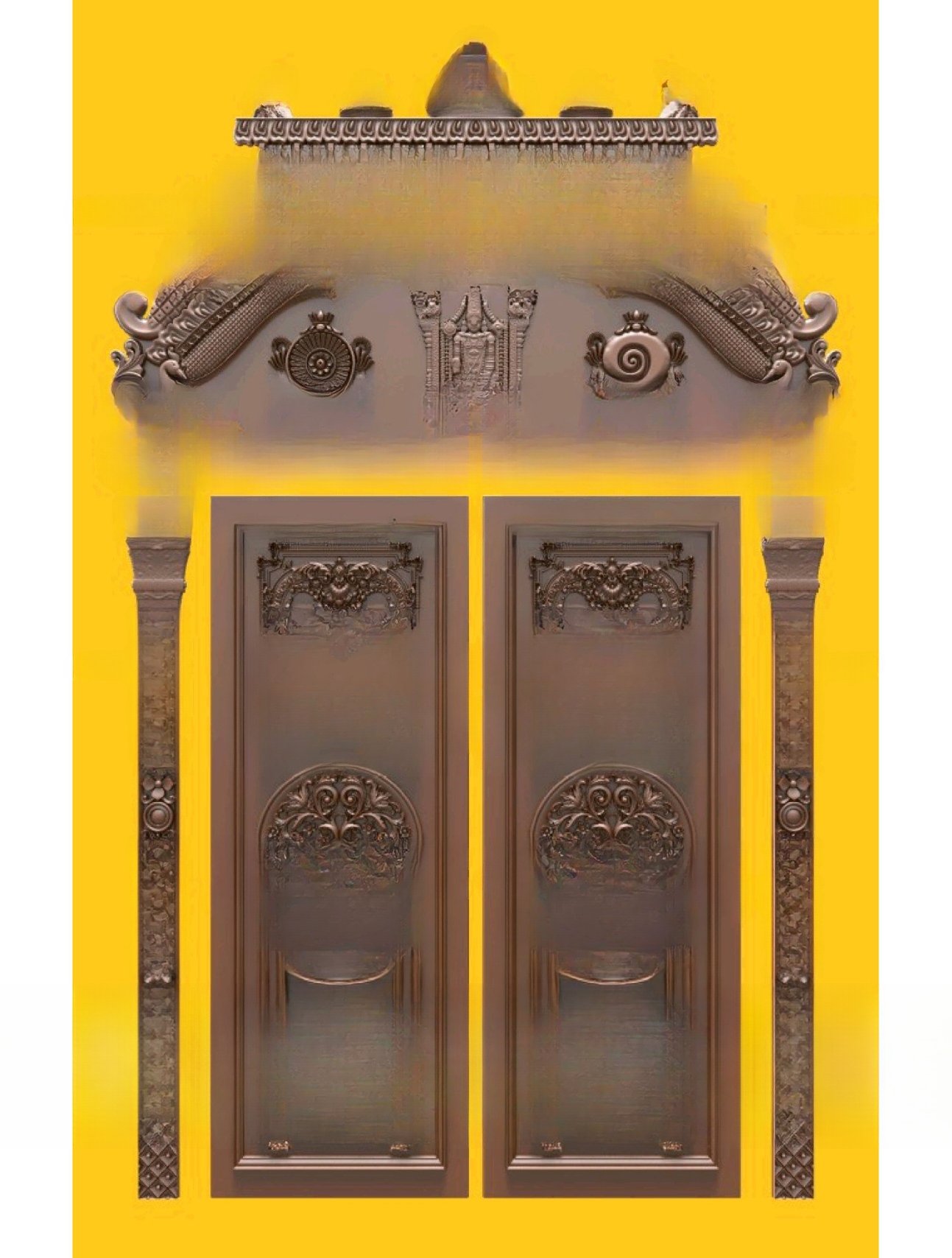 GOLDEN DOORS - PAGE-18 Traditional Temple Entrance 3D Relief Carving Design